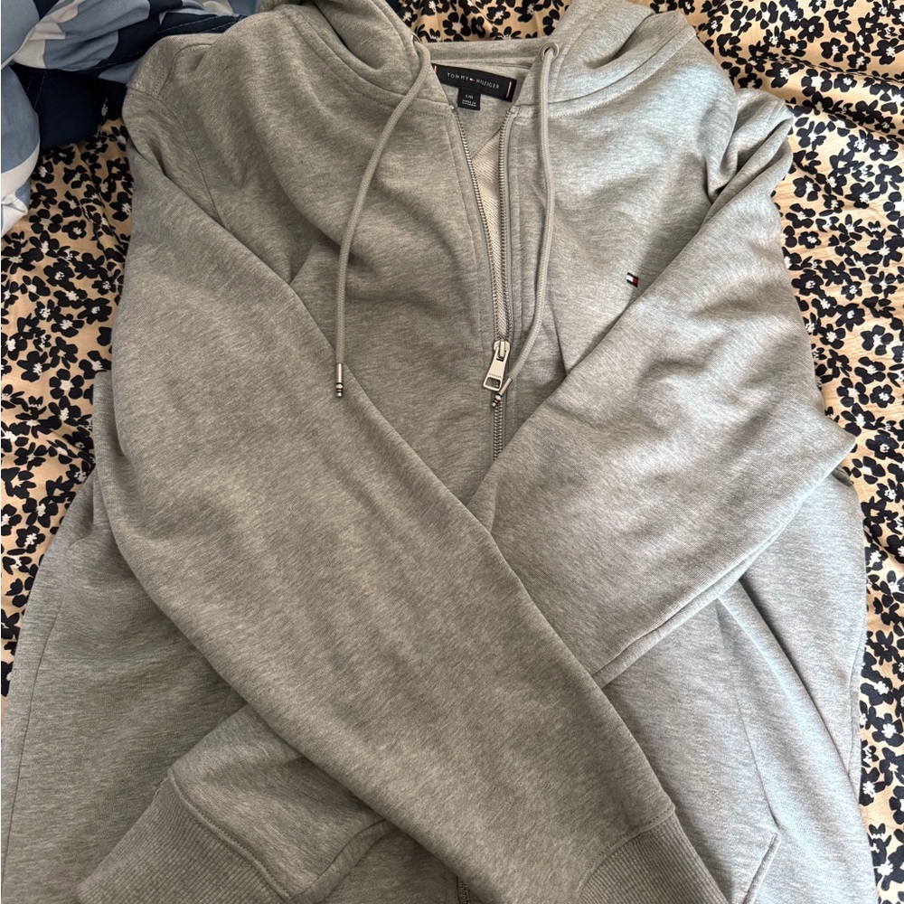 Tommy Hilfiger Light Gray Zip-Up Sweater
